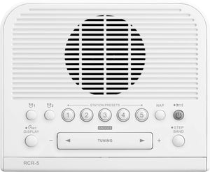 Sangean RCR-5W Clock Radio AM/FM. Dual Alarm, 5 Station pre-sets per band. Colour White