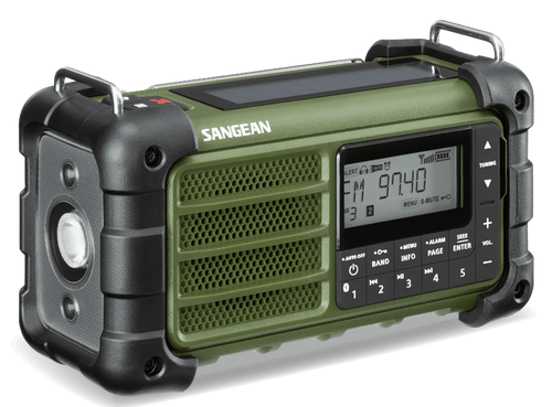 Sangean MMR-99FG Multi powered tramping, camping, outdoor emergency radio with torch and battery bank. Forest Green