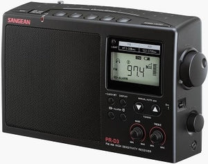 Sangean PR-D3B AM/FM Radio, mains or battery with clock and alarm, 10 Station presets