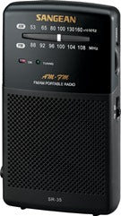 Sangean SR-35 AM/FM radio, analogue tune, battery, H/P socket Black
